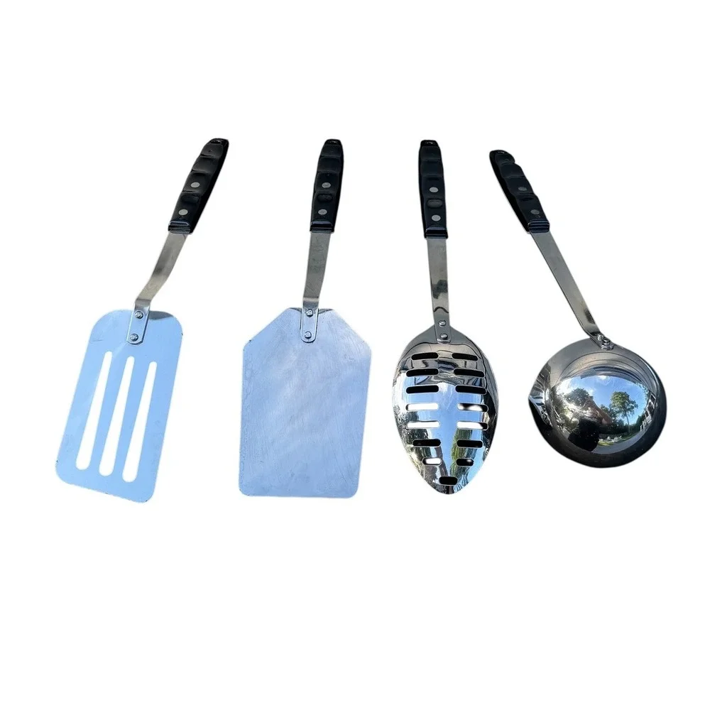 Vintage Forgecraft Golden Harvest Stainless Steel Kitchen Utensil Set with Rack